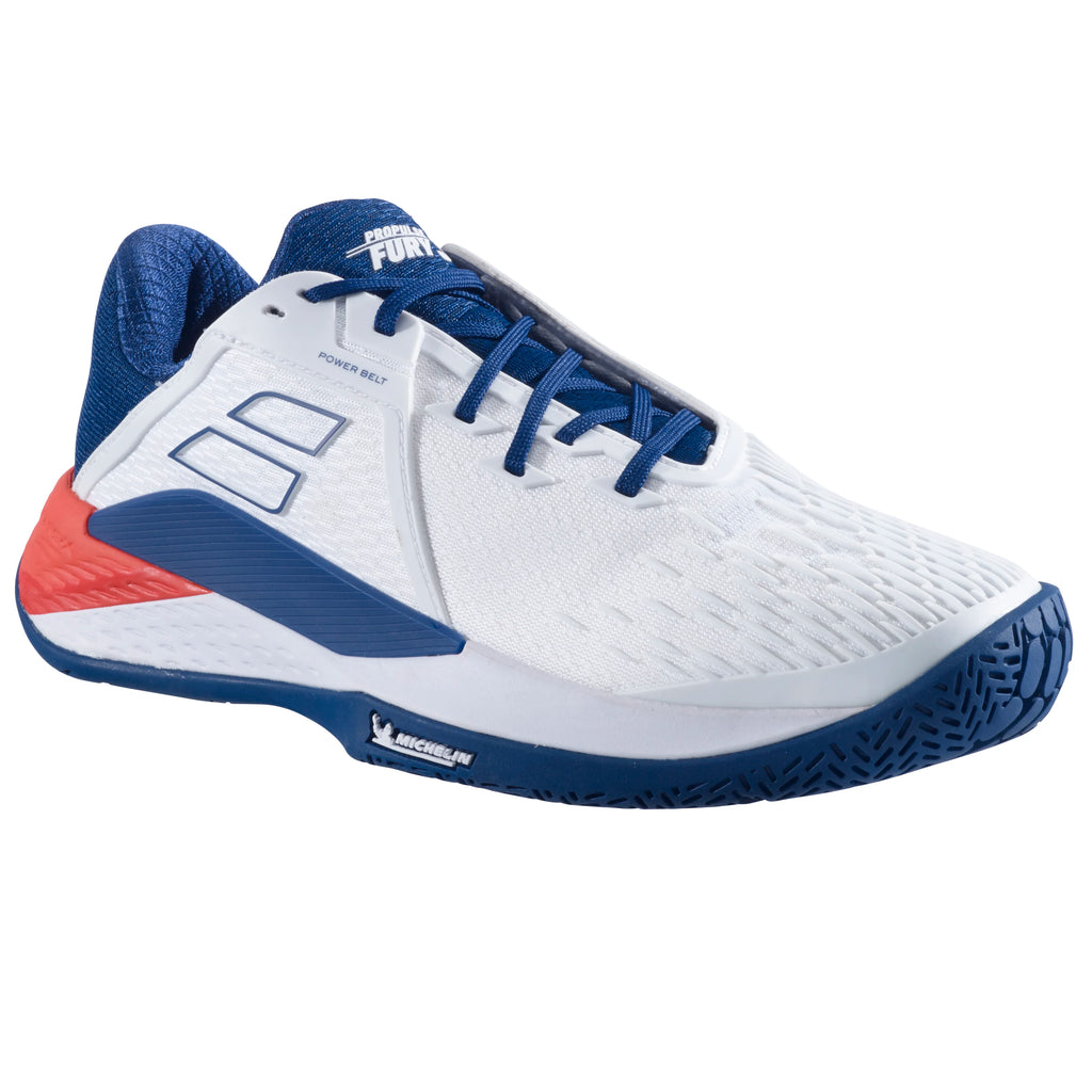 Men's Babolat Propulse Fury 3 All Court White/Estate Blue – TC Men's Babolat Propulse Fury 3 All Court White/Estate Blue – TC